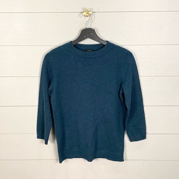 Talbots 100% cashmere blue fitted Crewneck lightweight sweater woman size small - Picture 1 of 7